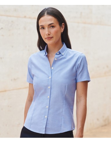 H-H518-Chemise Oxford moderne à manches courtes femme